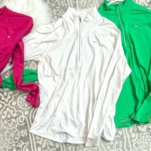 SET OF 2- NIKE Dri-Fit 1/4 zip- White and Green